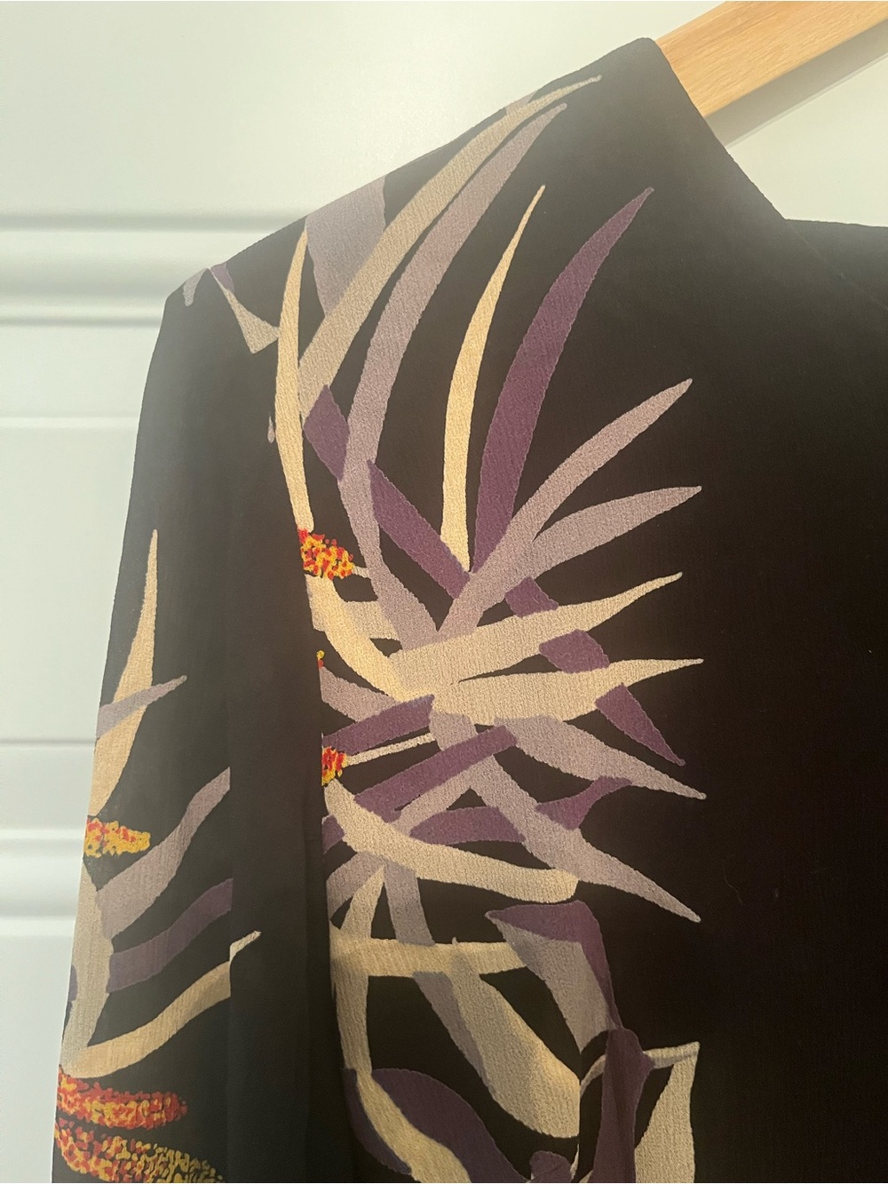 Vintage Black Long-Sleeve Floral Shirtdress - Picture 3 of 4